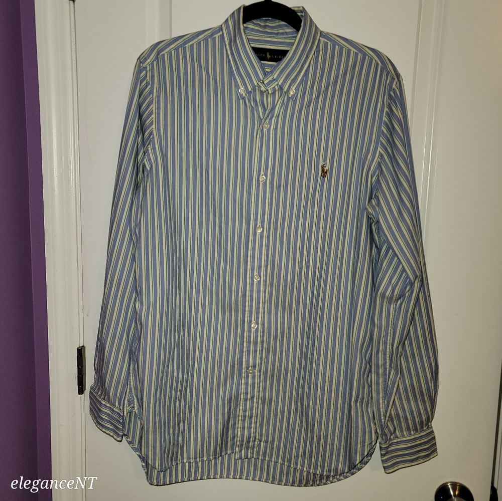 Ralph Lauren Men's Blue Striped Button Down Shirt  Sz: 15/38 - Picture 9 of 9